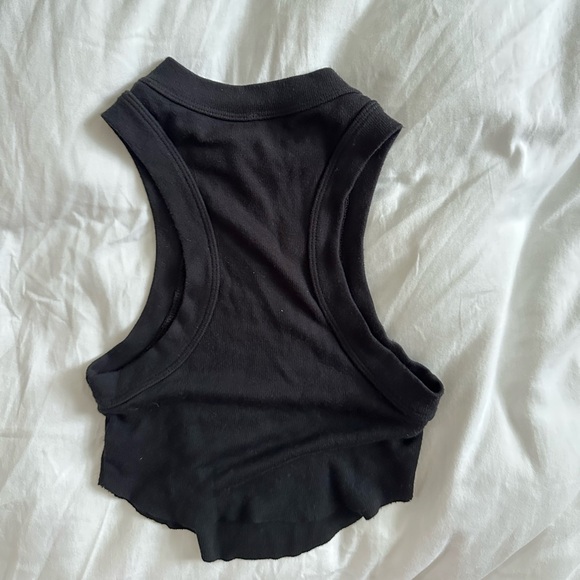 ARE YOU AM I black cropped high neck tank top - Picture 3 of 3